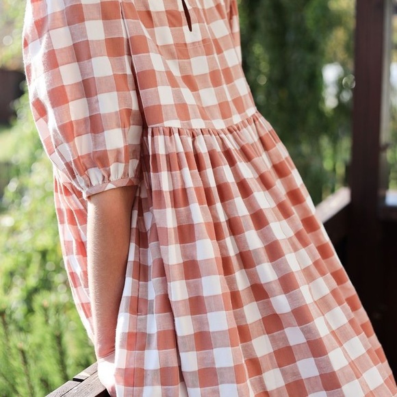 Offon Checkered Puff Sleeve Dress - Picture 1 of 6
